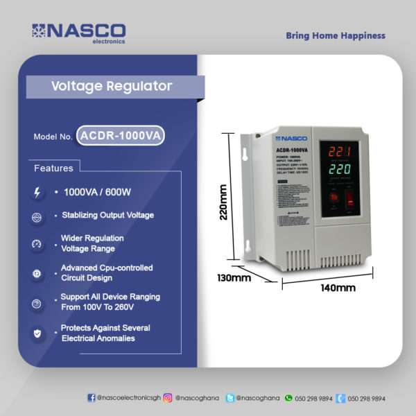 NASCO 1000VA WALL MOUNT VOLTAGE REGULATOR DIGITAL DISPLAY ACDR-1000VA - Image 2