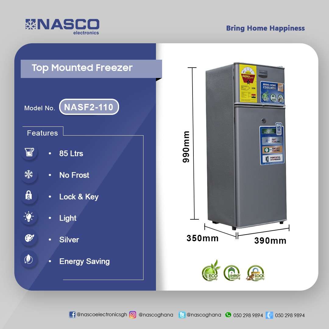 NASCO 85LTR TOP FREZZER-REFRIGERATOR NASF2-110 - Image 3