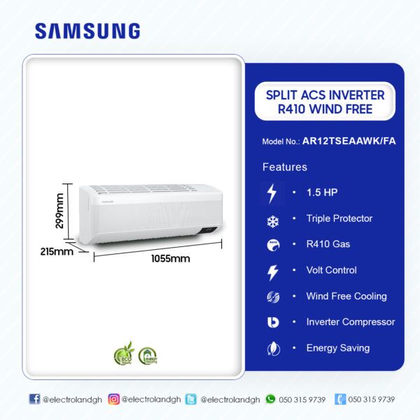 SAMSUNG SPLIT ACS INVERTER R410 WIND FREE (SMART) AR12TSEAAWK/FA - Image 3
