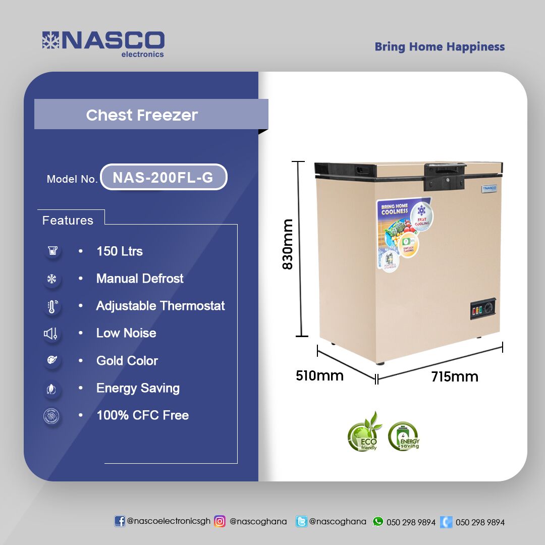 NASCO-150LTRS-CHEST-FREEZER-NAS-200FL-G - Image 2
