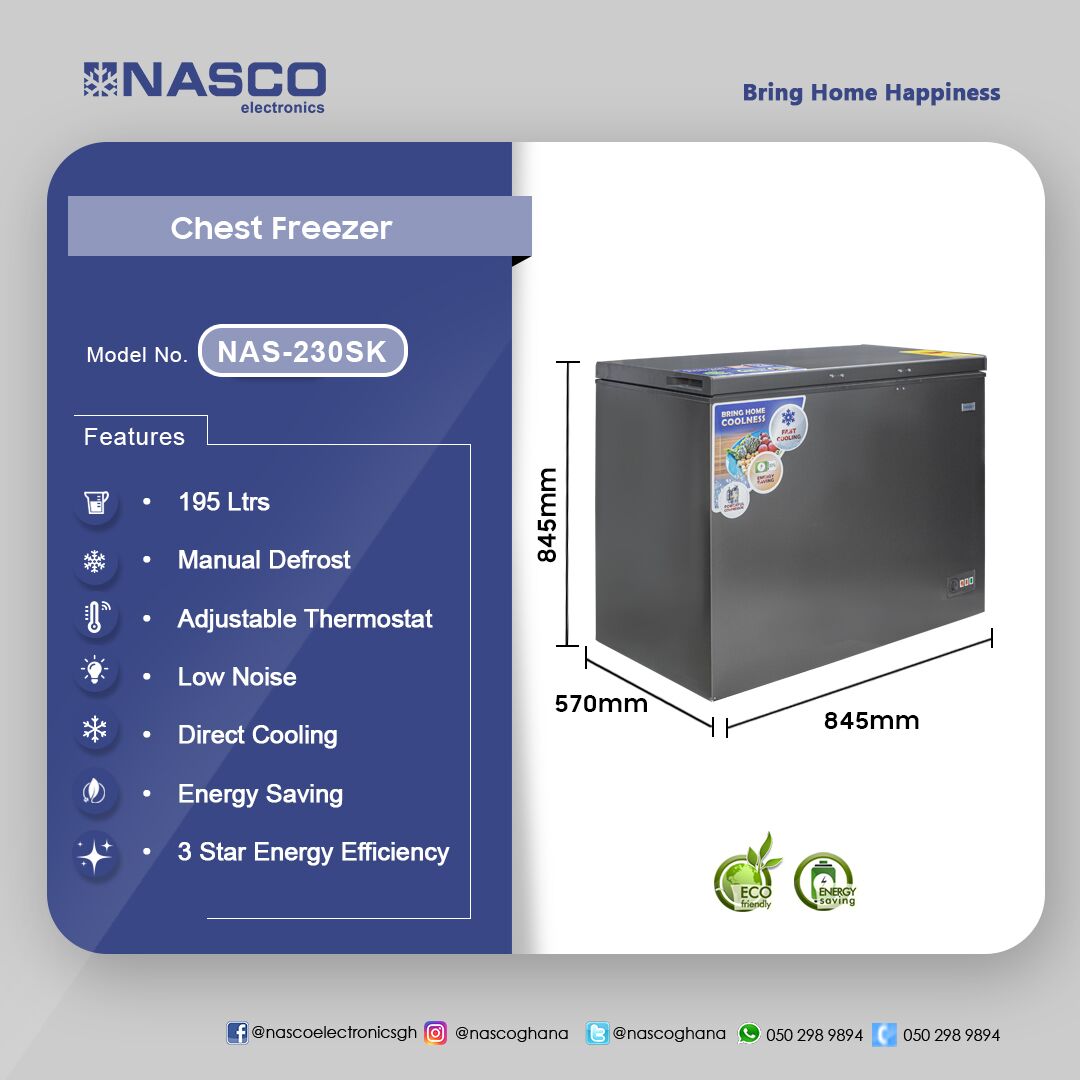 NASCO 195LTR CHEST FREEZER NAS-230SK - Image 2