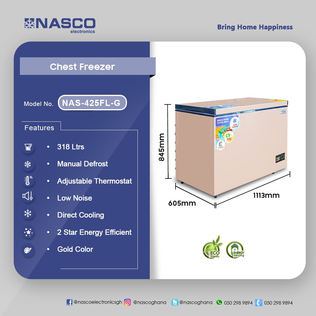 NASCO-318-LTRS-CHEST-FREEZER-NAS-425FL-G - Image 3